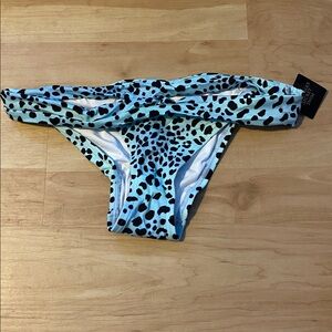 Victoria Secret Swim Blue Leopard Banded Bikini Bottom XS NWT